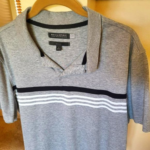 Banana Republic Gray Slim Fit Knit Short Sleeve Shirt - Size Large - Picture 2 of 4